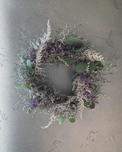 岐阜市花屋　岐阜花屋　花屋　グリーンヴェール グリーンベール　ドライフラワー　ドライリース　ハイブリッドスターチス　ユーカリ　サマーリース　夏